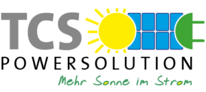 Logo TCS PowerSolution mit Slogan "Mehr Sonne im Strom"